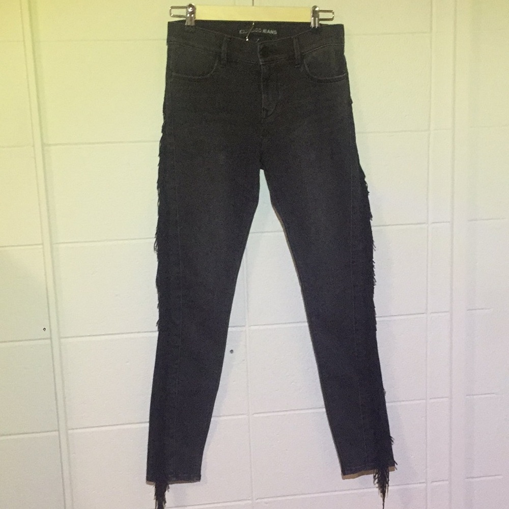 Express Tassel fringe black Mid-rise Legging jeans